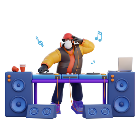 Dj maschio che suona musica  3D Illustration