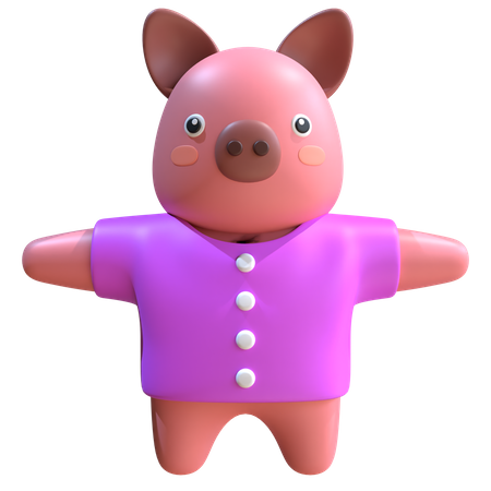 Mascote porco  3D Illustration