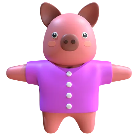 Mascote porco  3D Illustration