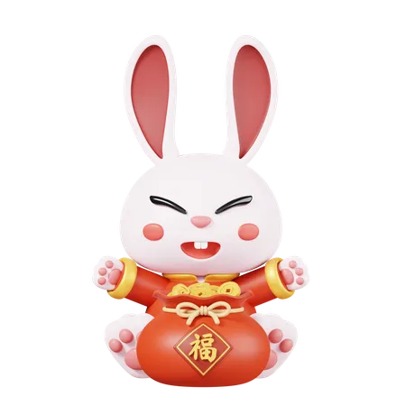 Mascotte de lapin chinois  3D Icon