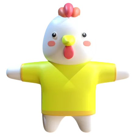 Mascotte de poulet  3D Illustration