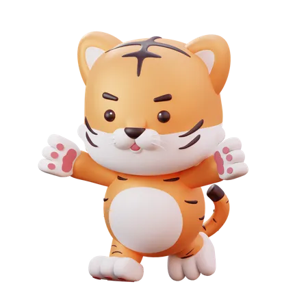 Tigre, mascotte du nouvel an chinois  3D Illustration