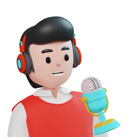 Podcaster masculino  3D Icon