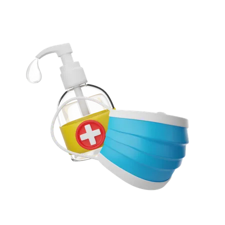 Mask And Hand Sanitizer  3D Icon