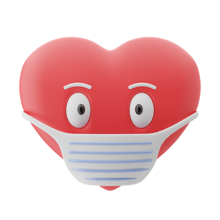 Mask Heart  3D Emoji