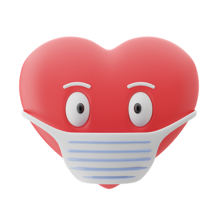 Mask Heart 3D Illustration