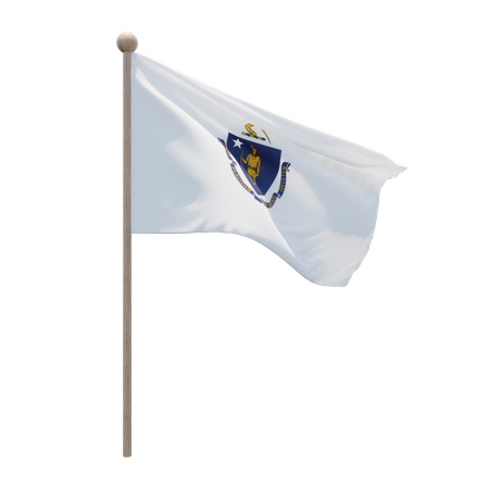 Massachusetts Flagpole  3D Flag