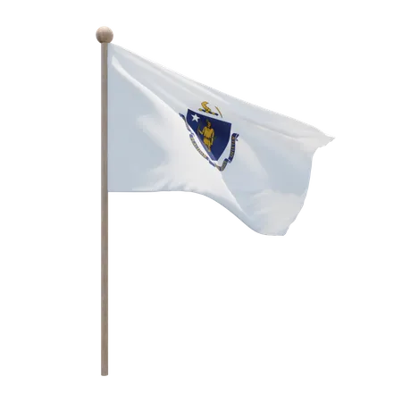 Massachusetts Flagpole  3D Flag