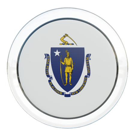 Massachusetts Round Flag  3D Icon
