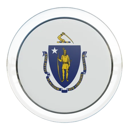 Massachusetts Round Flag  3D Icon