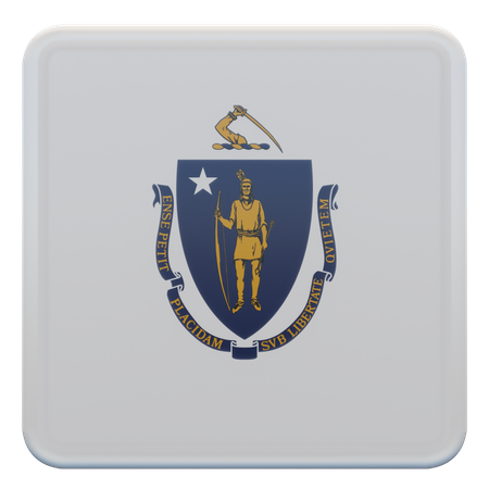 Massachusetts Square Flag  3D Icon