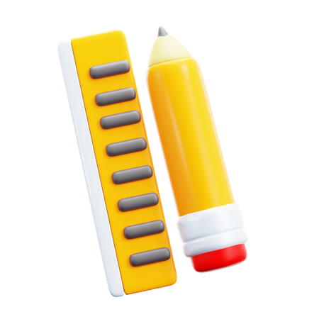 Maßstab und Bleistift  3D Icon