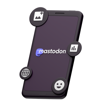 Mastodon On Smartphone  3D Icon