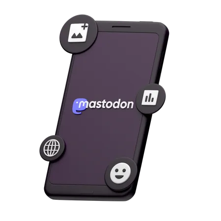 Mastodon On Smartphone  3D Icon