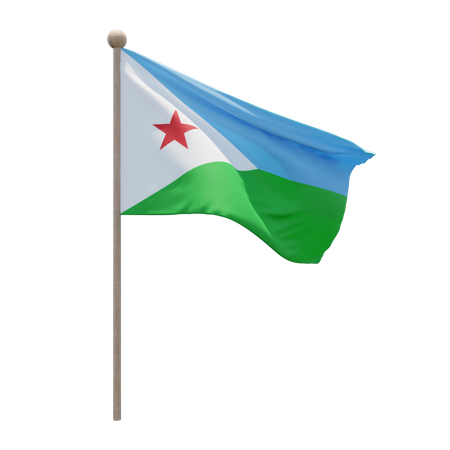 Mastro de bandeira do Djibuti  3D Flag