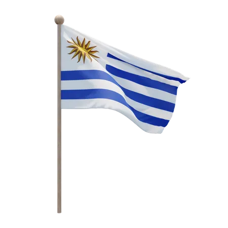 Mastro de bandeira do Uruguai  3D Flag