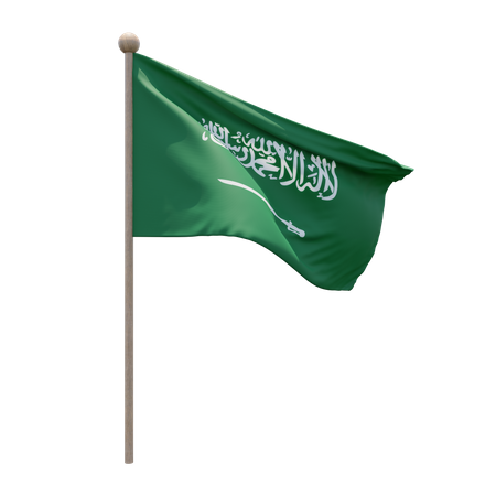 Mastro de bandeira da Arábia Saudita  3D Flag