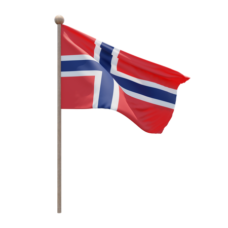 Mastro de bandeira da noruega  3D Flag