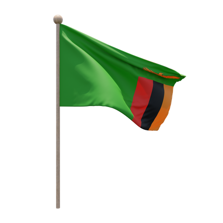 Mastro de bandeira da Zâmbia  3D Flag