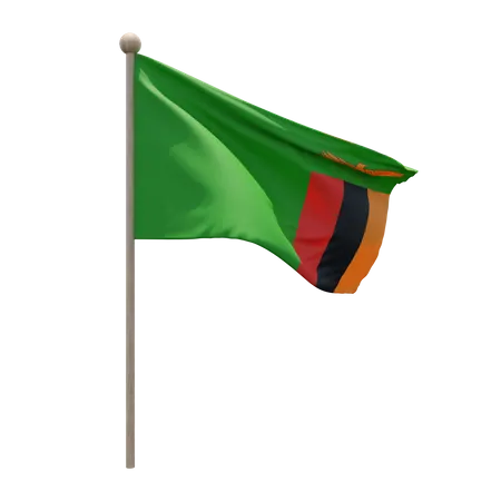 Mastro de bandeira da Zâmbia  3D Flag