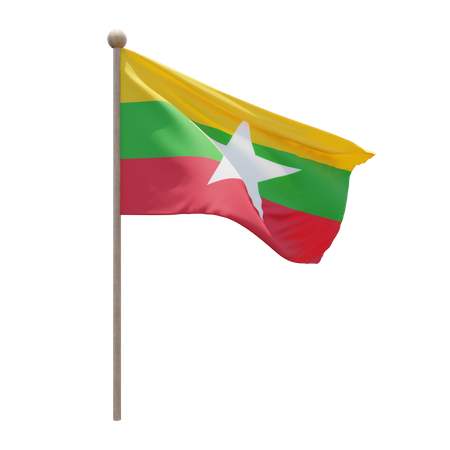 Mastro de bandeira de Mianmar  3D Flag