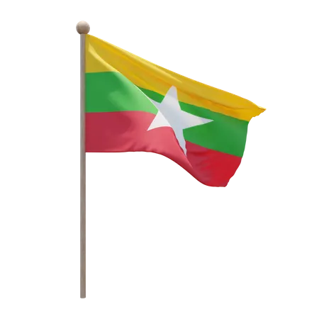 Mastro de bandeira de Mianmar  3D Flag
