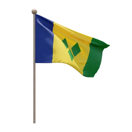 Mastro de bandeira de São Vicente e Granadinas  3D Flag