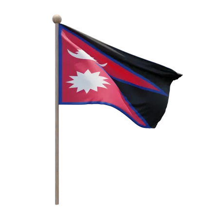 Mastro de bandeira do Nepal  3D Flag