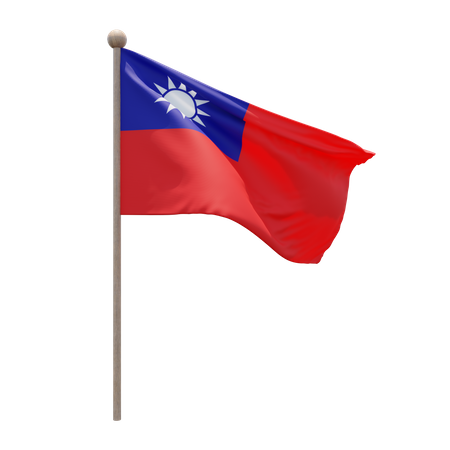 Pólo de bandeira da República de Taiwan da China  3D Flag