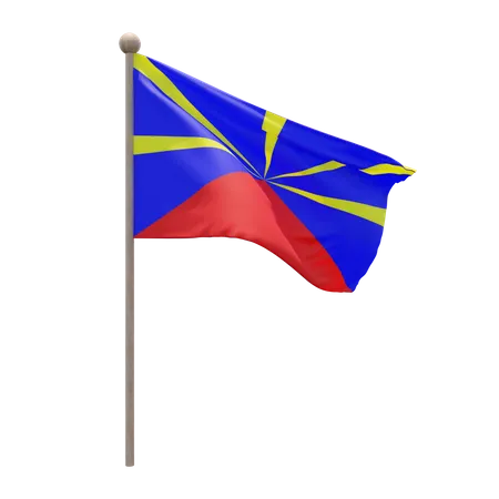Mastro de bandeira do vulcão radiante da reunião  3D Flag