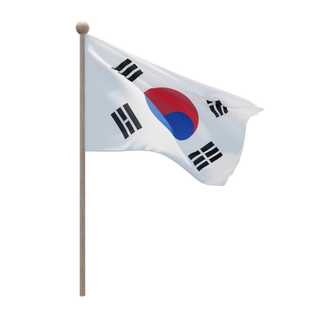 Mât de drapeau de la Corée du Sud  3D Flag