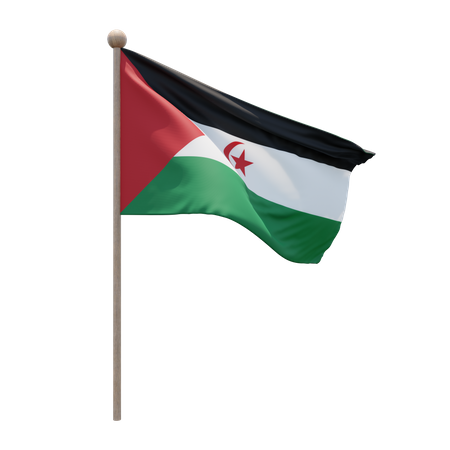 Mât de drapeau de la République Arabe Sahraouie Démocratique  3D Flag