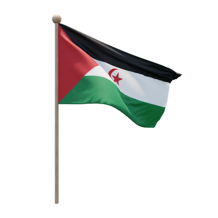 Mât de drapeau de la République Arabe Sahraouie Démocratique  3D Icon