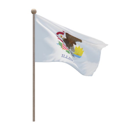 Mât de drapeau de l'Illinois  3D Flag