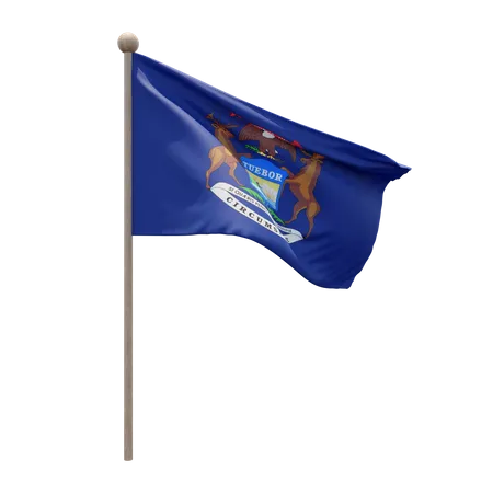 Mât de drapeau du Michigan  3D Flag