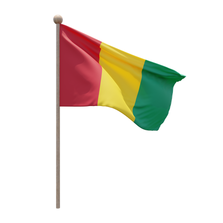 Mât de drapeau de Guinée  3D Flag