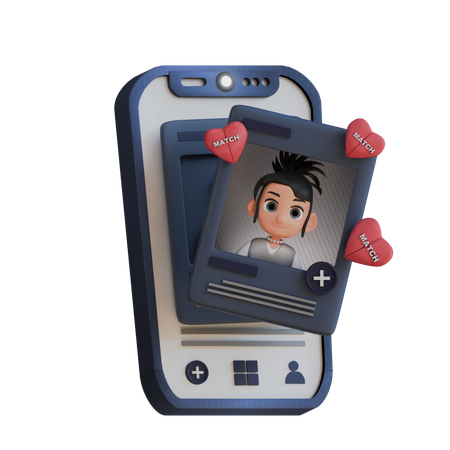 Match Girl Dating App  3D Icon