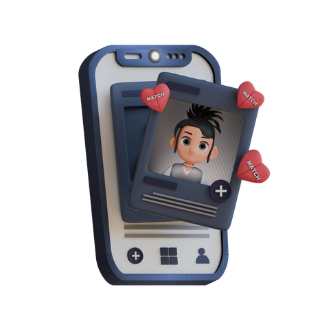 Match Girl Dating App  3D Icon