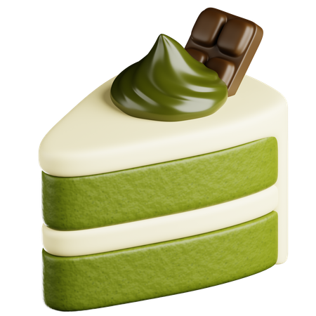 Matcha Cake Slice With Chocolate Topping 121  3D Icon