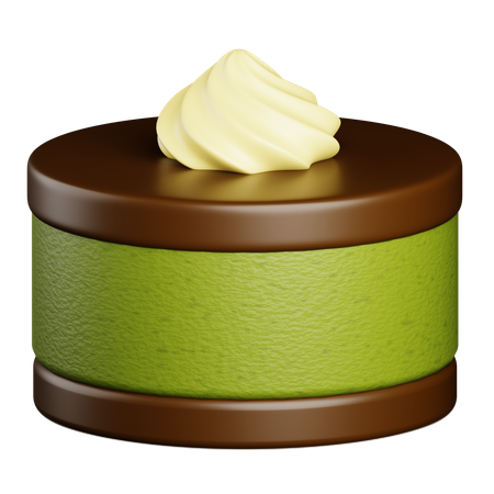 Matcha Cake With Chocolate And Frosting  3D Icon