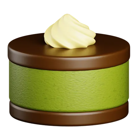 Matcha Cake With Chocolate And Frosting  3D Icon