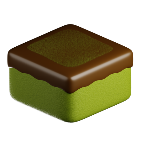 Matcha Cake With Chocolate Topping  3D Icon