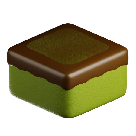 Matcha Cake With Chocolate Topping  3D Icon