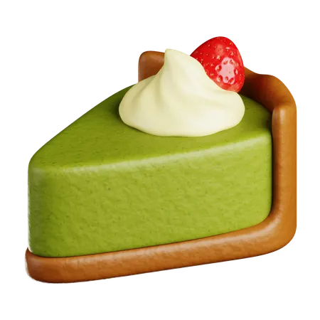 Matcha Cheesecake Slice With Strawberry  3D Icon