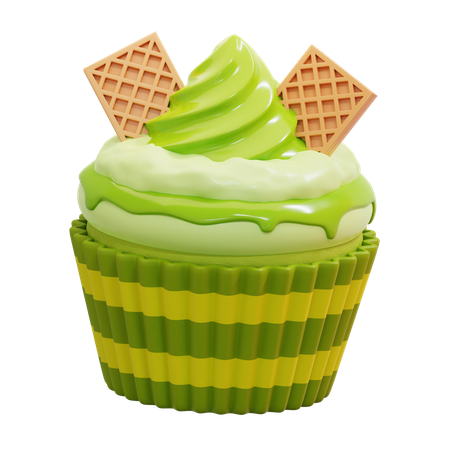 Matcha-Cupcake  3D Icon