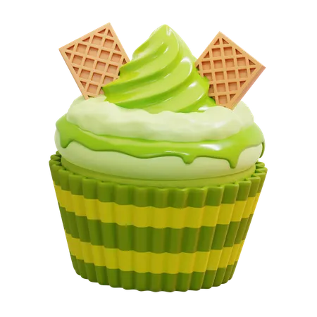 Matcha-Cupcake  3D Icon