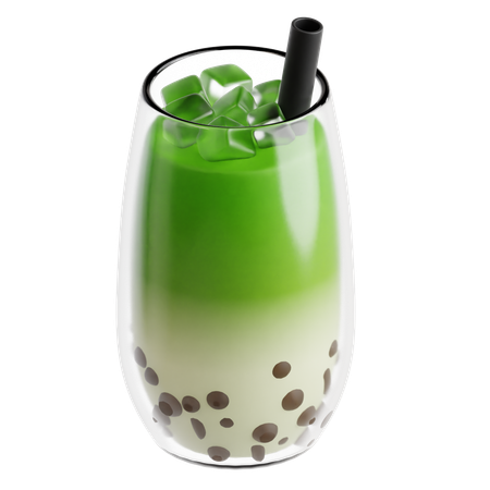 Matcha Latte Bubble Tea  3D Icon
