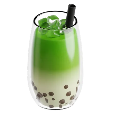 Matcha Latte Bubble Tea  3D Icon