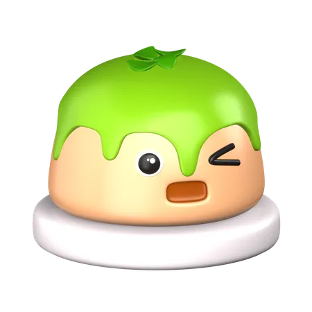 Matcha Topping Cake Wink  3D Icon