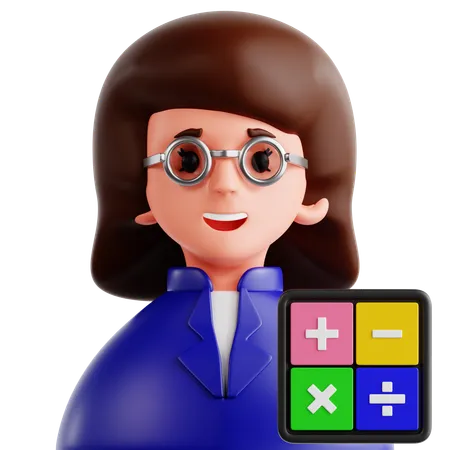 Matemática feminina  3D Icon